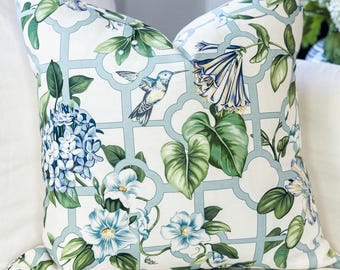 Treillage Serene Sky Floral Pillow Cover - Grandmillenial Decor