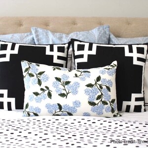 Throw Pillows Covers Navy Blue and Cream, Trellis Pattern Pillows