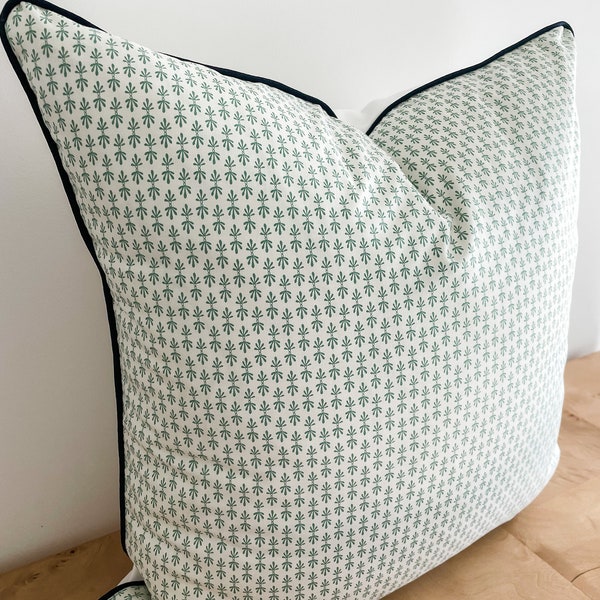 Green Floral Pillow Etsy