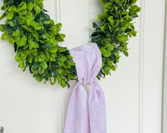 Lilac Paisley Floral Wreath Sash, Grandmillenial Chinoiserie Baby Shower Bow, Front Door Boxwood Wreath, Welcome Home Gift, Wedding Venue