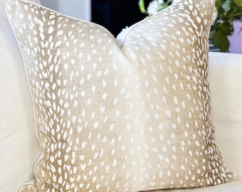 Vern Yip Fawn Beige Antelope Animal Print Pillow Cover - Chinoiserie Decor
