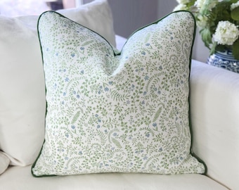 Danika Herrick Veronica Green Floral Pillow Cover - Grandmillenial Decor