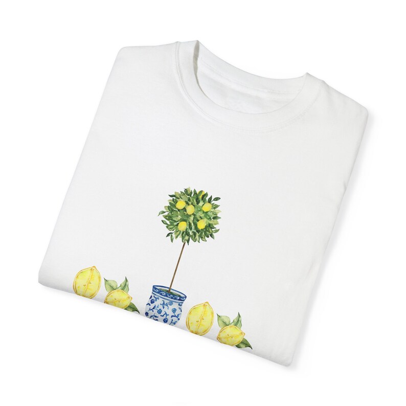 Minimalist Lemon Topiary Tshirt, Coastal Shirt, Grandmillenial Shirt, Plant Lovers Gift, Summer Lemon Tree Shirt, Comfort Colors T Shirt zdjęcie 4