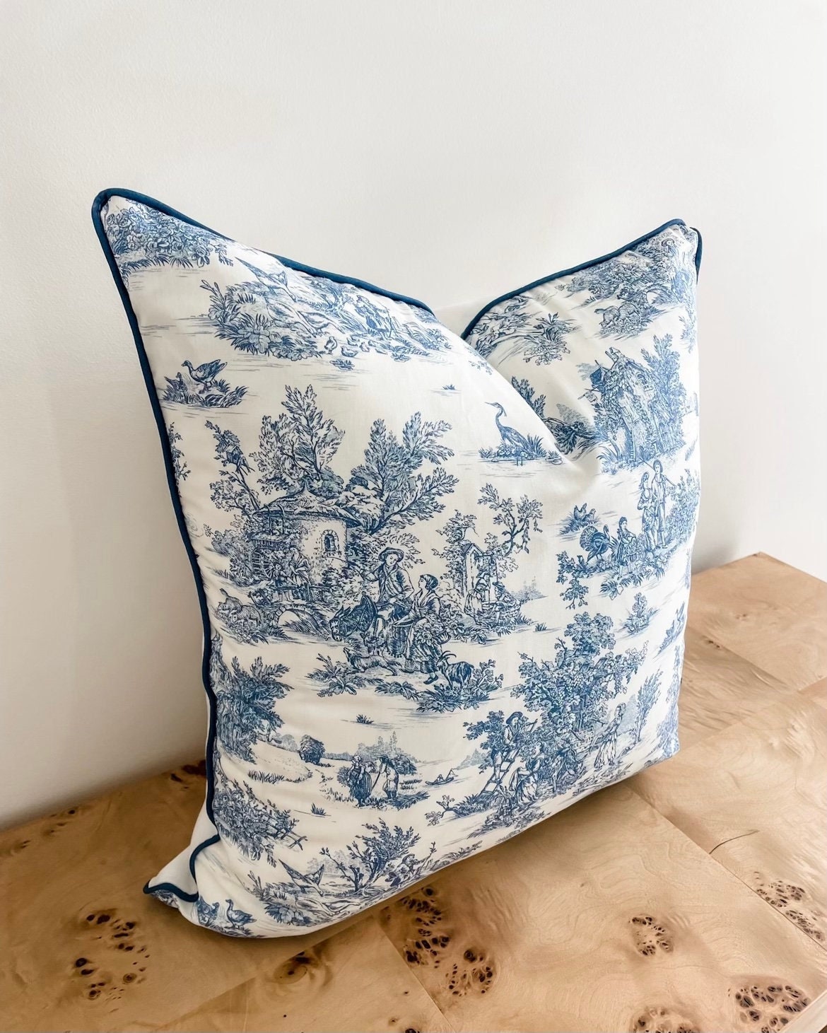 Blue & White Toile De Jouy Pillow Cover French Country Etsy