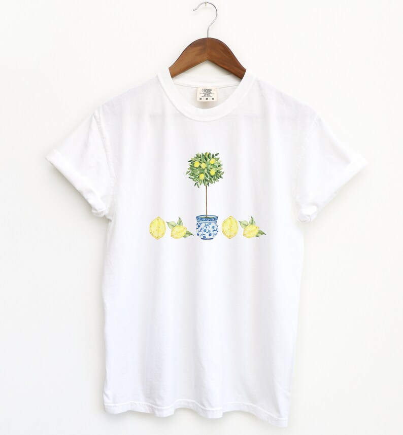 Minimalist Lemon Topiary Tshirt, Coastal Shirt, Grandmillenial Shirt, Plant Lovers Gift, Summer Lemon Tree Shirt, Comfort Colors T Shirt zdjęcie 2