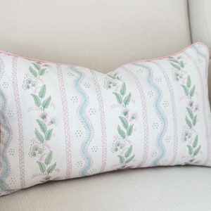 Danika Herrick Pink Floral Green Vines Pillow Cover, Grandmillenial Decor, Decorative Accent Throw Pillow, Nursery Pillow, Baby Shower Gift