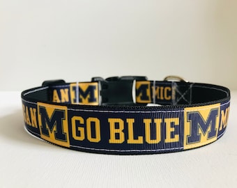 U of M Dog Collar, Adjustable Heavy Duty, Michigan Go Blue sets sold separately