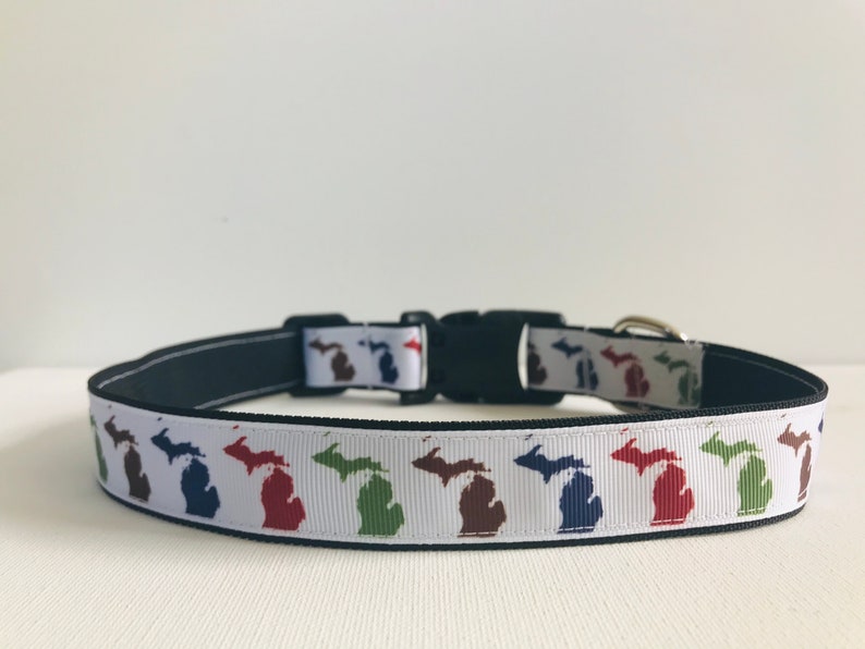 Michigan the state dog collar, mitten, Great Lakes, made in Michigan, dolledupdoggie image 1