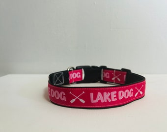 Pink lake dog collar, water, girl, summer, boating