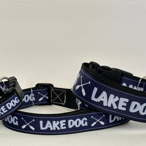 Blue lake dog collar, nature, camping, outdoor, leash, wide, summer, boating, beach