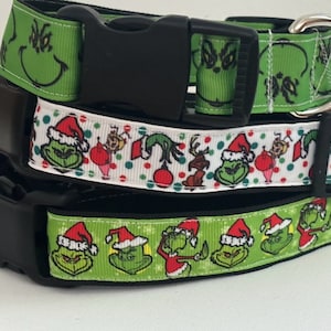 Adjustable Grinch Dog Collar Winter Christmas Snow Dolledupdoggie Etsy UK