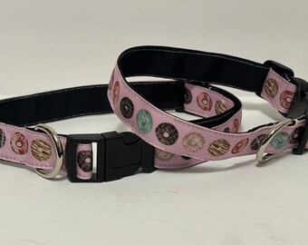 Pink donuts, sprinkles spring dog collar, made in USA Dolled Up Doggie