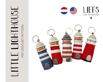 PDF crochetpattern Little ligthouse keychain| Haakpatroon kleine vuurtoren sleutelhanger ENG en NL | Amigurumi | crochet |