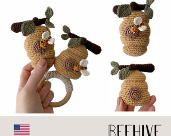 PDF haakpatroon Bijenkorf | Haakpatroon bijenkorf ENG en NL | amigurumi | haak | rammelaar | rammelaar | muziekmobiel