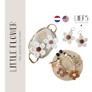 PDF crochetpattern Little flower keychain - pacifier flower | Haakpatroon Kleine bloem sleutelhanger - speenkoord bloem ENG - NL | Amigurumi
