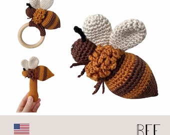 PDF haakpatroon Bij | Haakpatroon bij ENG en NL | Amigurumi | haak | rammelaar | bijtje | rammelaar | muziekmobiel