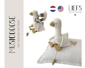 PDF Haakpatroon Muziekgans | Haakpatroon Muziekgans ENG en NL | Amigurumi | haken | muziekgans | muziekdoos | gans
