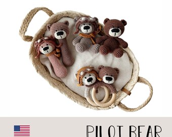 PDF haakpatroon Piloot beer | Haakpatroon pilotenbier ENG en NL | Amigurumi | haak | rammelaar