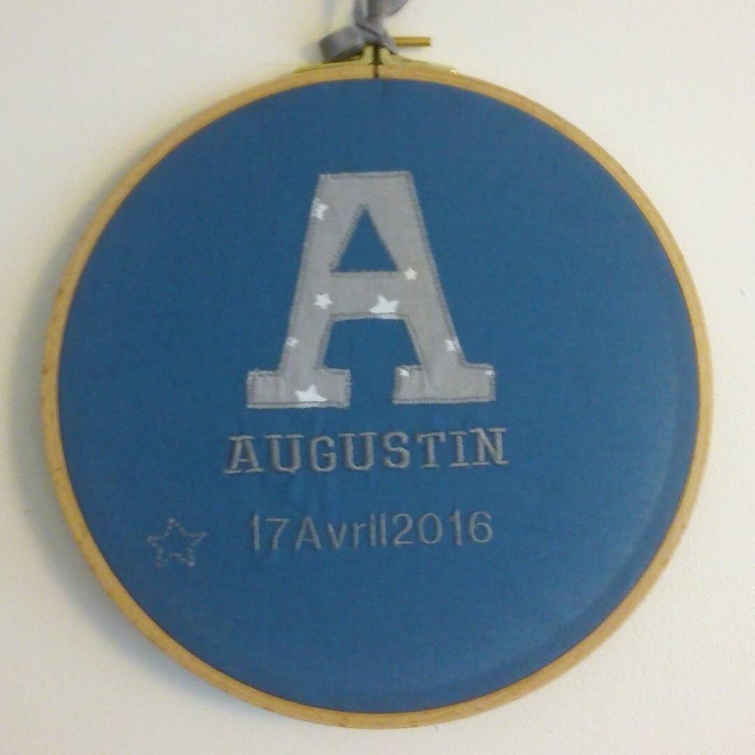 Tambour Décoratif Alizée Prénom Brodé. Tissu Fantaisie. Décoration Pour Chambre d'enfant. Cadeau de 