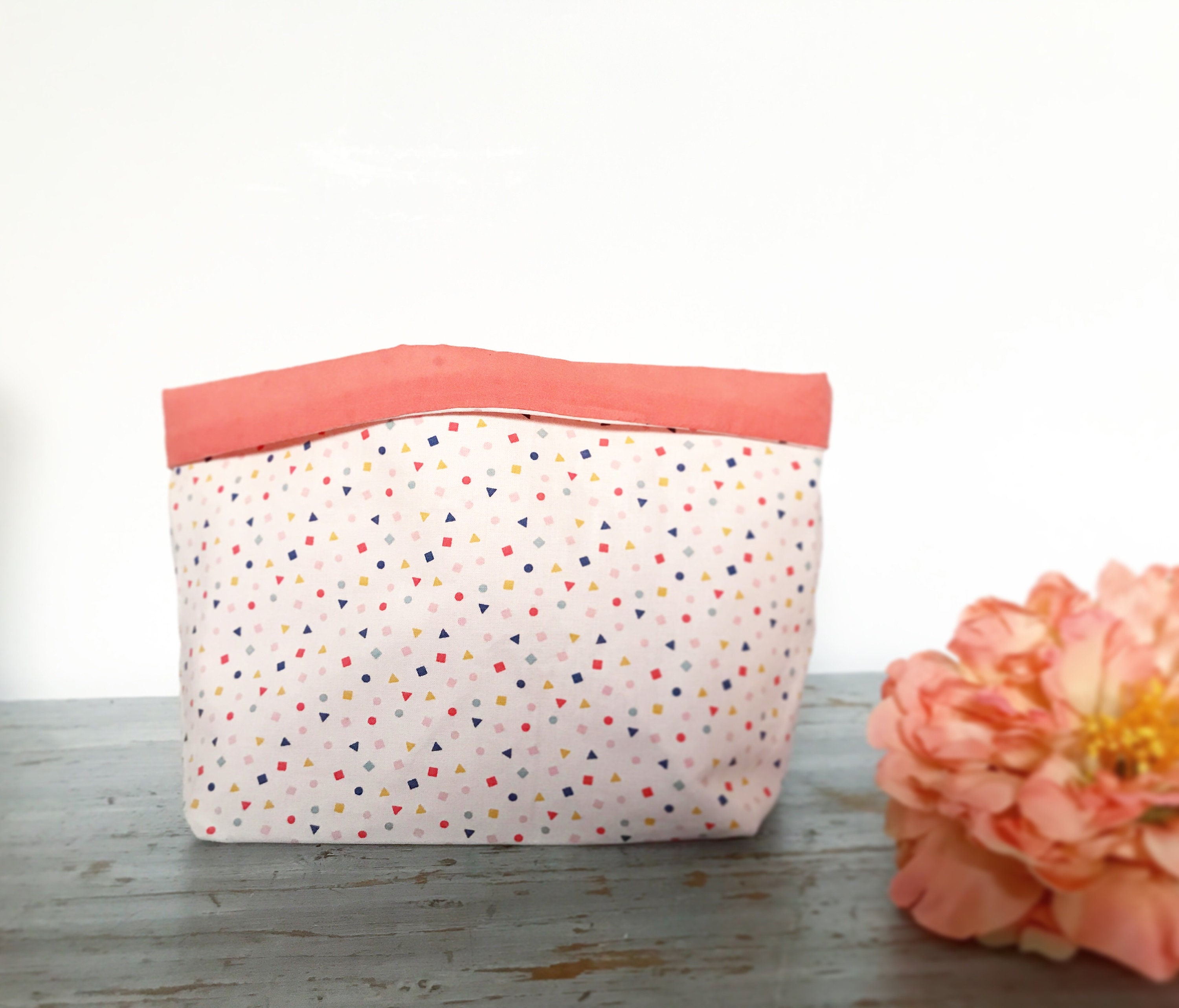 Panier de Rangement Alfred. Petite Taille. Personnalisable. Tissu Doublé en Coton . Fermeture Zip. P