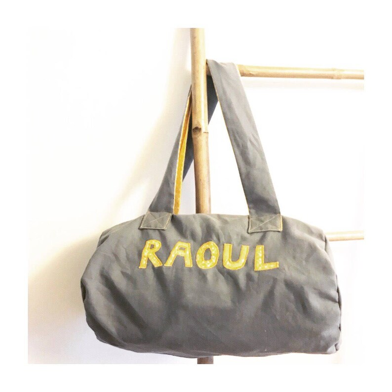 cotton fabric Diaper bag ball bag 40 cm applique name. zipper closure customizable Travel bag Ingrid
