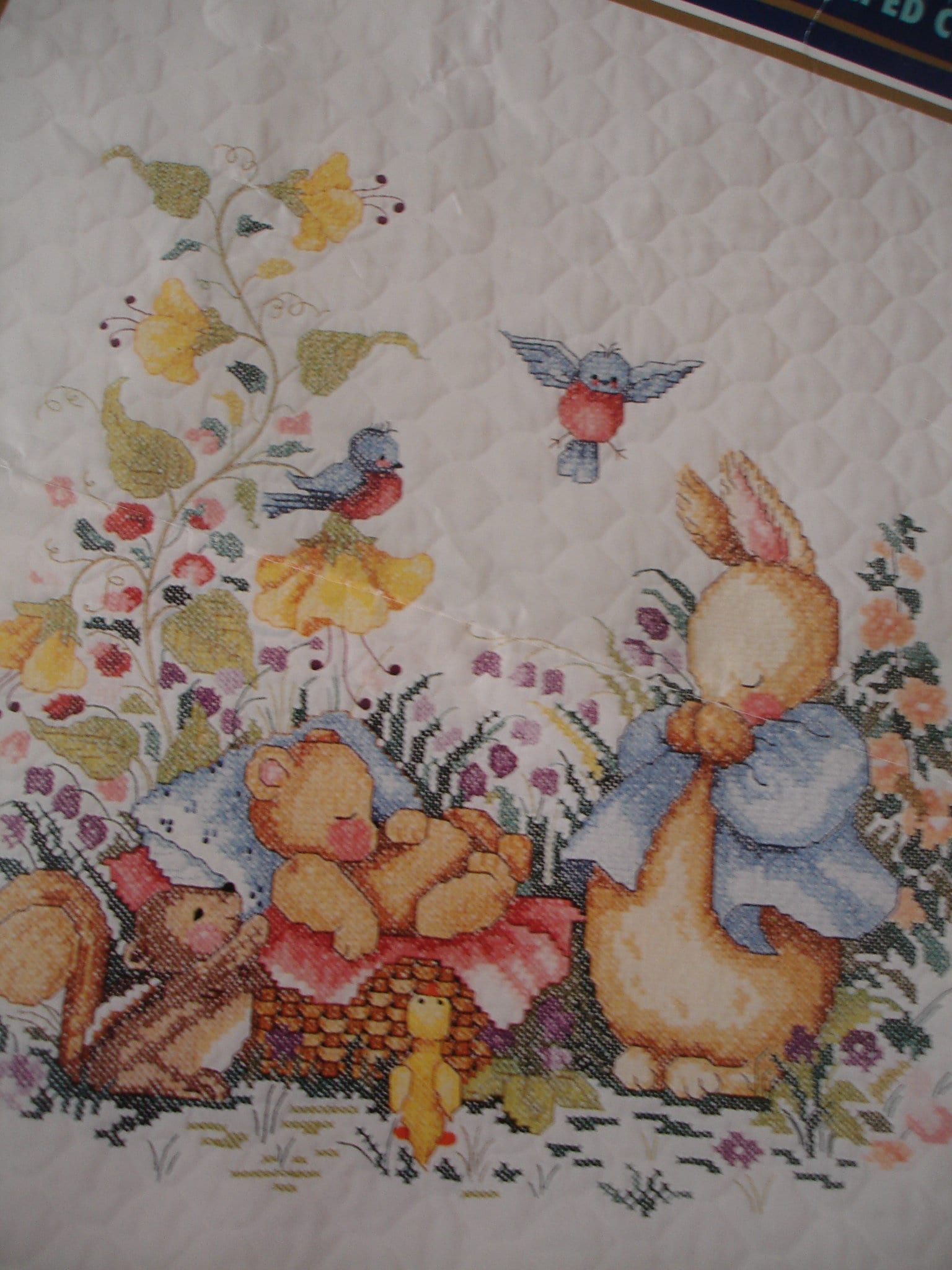 Beatrix Potter Peter Rabbit and the New Little One of the Animals Watching  Over the Baby/cross Stitch Quilt Kit by Bucilla/ 34x43/ NEW 
