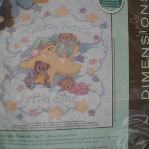 Twinkle Twinkle Little Star How I Wonder Where You Are/ Teddy Bears Napping & Playing with the Stars/ Cross Stitch Quilt Kit/ Dimensions/New