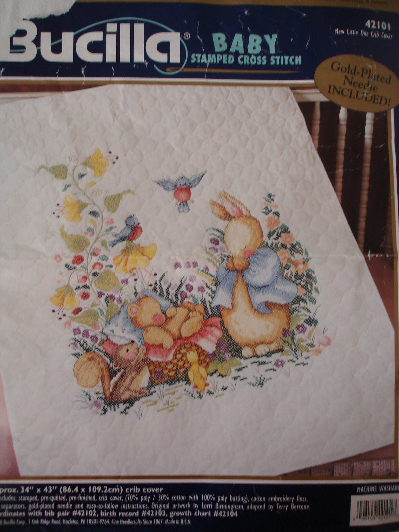 Beatrix Potter Peter Rabbit and the New Little One of the Animals Watching  Over the Baby/cross Stitch Quilt Kit by Bucilla/ 34x43/ NEW 