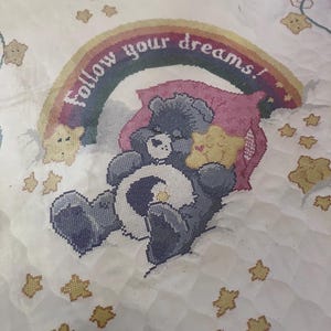 Bedtime Care Bear has a Moon on his Tummy and will help you to Follows your Dreams/ Cross Stitch Quilt Kit by MCG Textiles/ 33x42/ 2004/ NEW