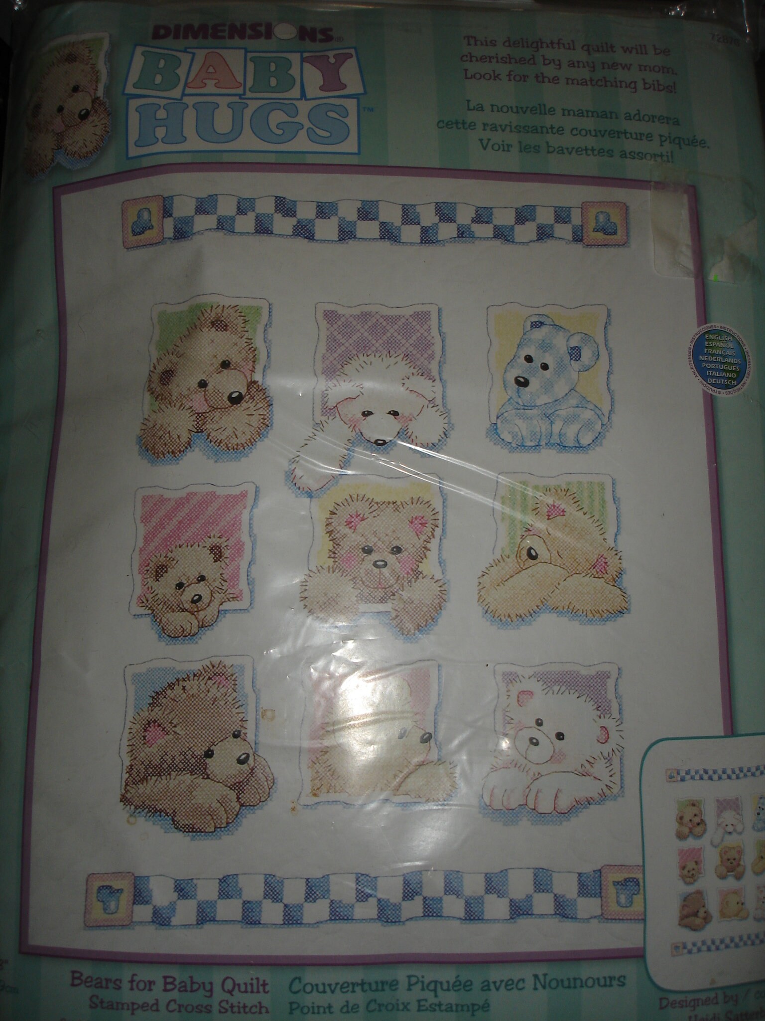 Dimensions Baby Hugs Baby Animals Quilt Stamped Cross Stitch Kit 34X43