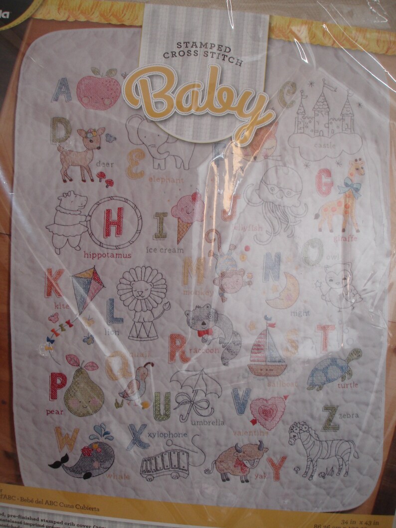 ABCs Bucilla 47805 Stamped Cross Stitch Crib Cover