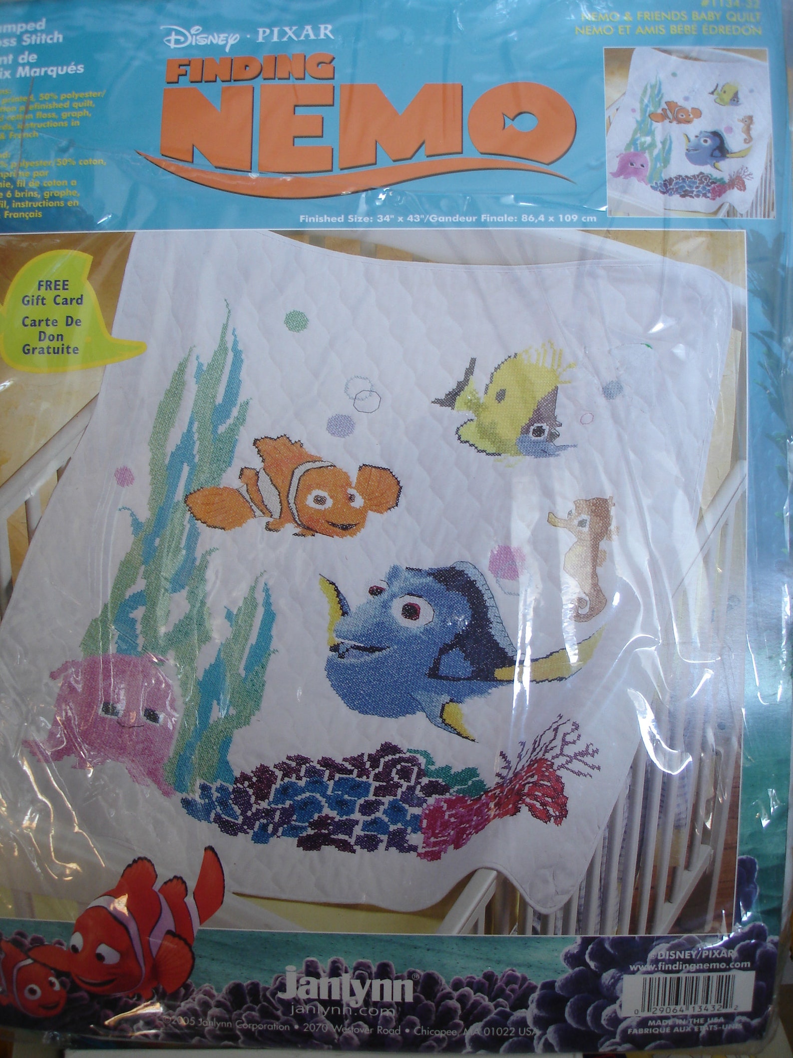 Janlynn Finding Nemo Disney Pixar Cross Stitch Quilt Kit/ Etsy