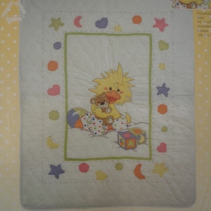 Suzy's Zoo Witzy Duck with his Toys and Teddy Bear/ Cross Stitch Quilt Kit by Janlynn/ 34x43/ Kit #038-0170/ Sealed or Opened packages/ NEW
