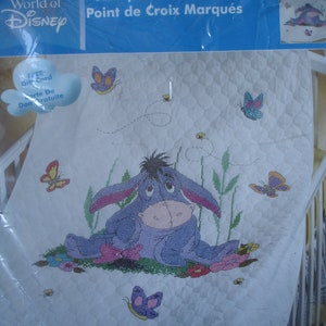 Eeyore and Butterflies from The Wonderful World of Disney/ Cross Stitch Quilt Kit / Janlynn/ 34x43/ Dated 2006/ NEW in original package