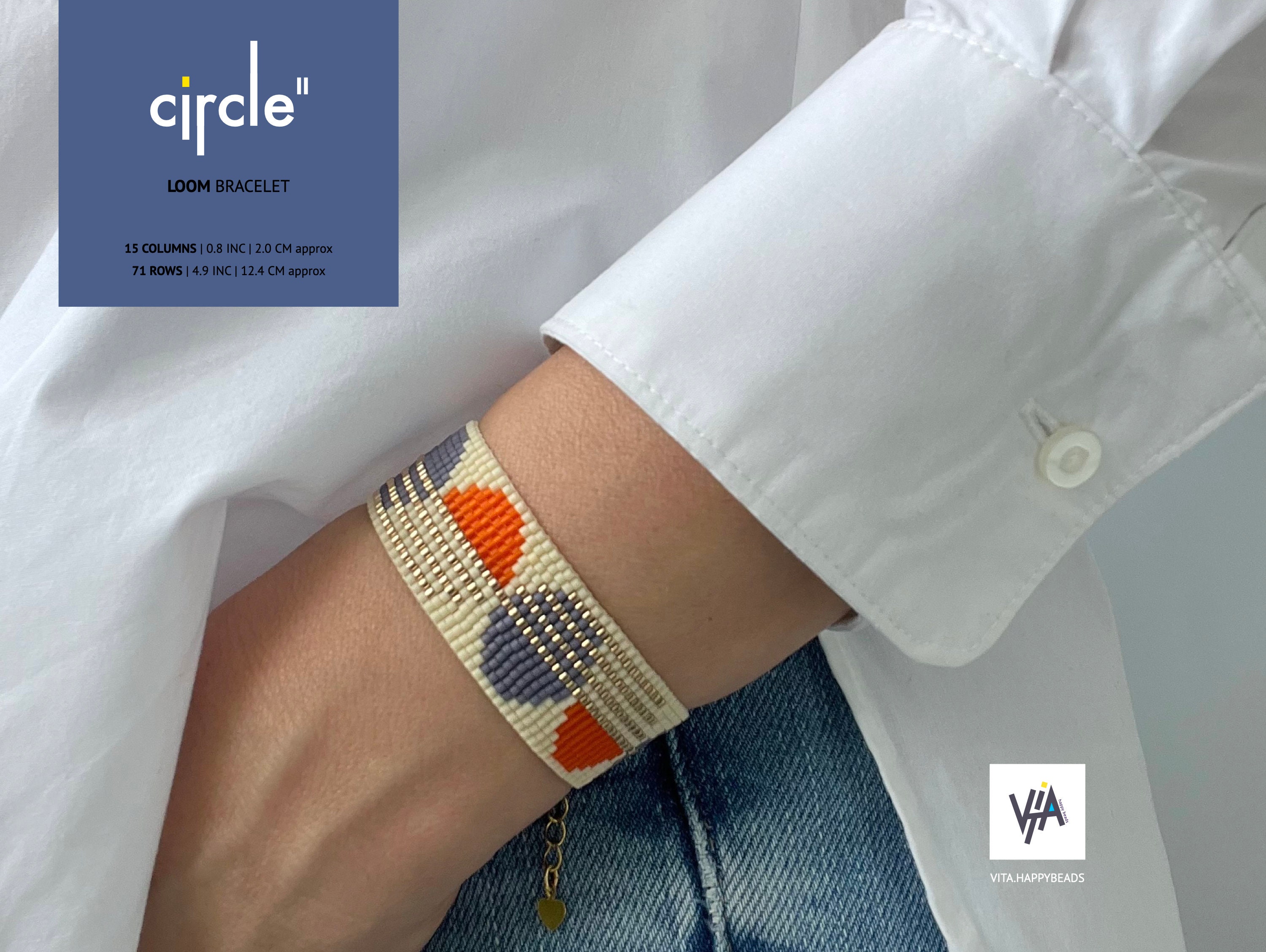 Loom Bracelet Pattern, Easy Bracelet Pattern, DIY Miyuki Delica, Tutorial Beading, Loom Bead Patterns, Bead Jewellery Patters - Circle2