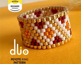 Schema per anello con perline Miyuki, punto peyote dispari (download digitale)