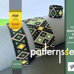 Pacchetto di modelli per braccialetti e anelli geometrici con punto peyote (download PDF), Rombus4