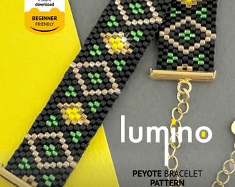 Miyuki Delica Peyote Bracelet Pattern, Bead Weaving PDF, Lumino