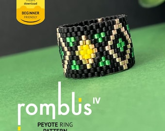 PDF, geometrisch peyote-ringpatroon, zelfstudie Miyuki Delica-kralen (digitale download)