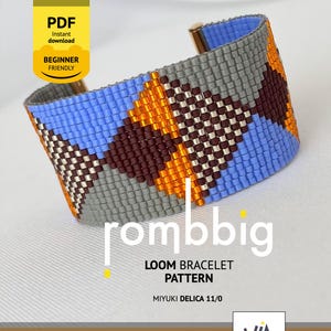 Miyuki Loom Bracelet Pattern: Rombbig Beaded Weaving (PDF Tutorial)