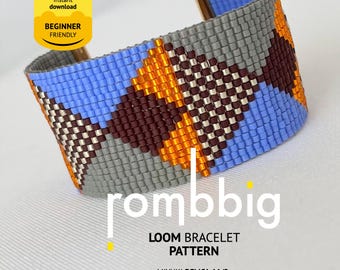 Geometric Loom Bracelet Pattern, Miyuki Delica PDF, Rombbig