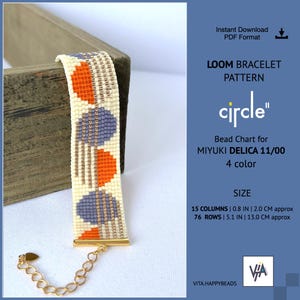 Patrón de pulsera Miyuki Delica Loom: Diseño circular (Patrón PDF)