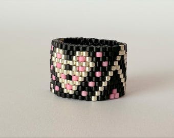 Peyote Ring Pattern, Miyuki Delica Pattern, Peyote Beaded Pattern, Odd Count Peyote Ring Pattern - Heart