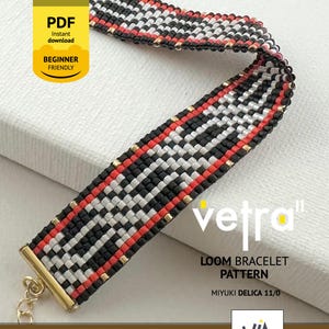 Beaded Bracelet PDF Pattern, Loom Weaving, Miyuki Delica, Vetra II