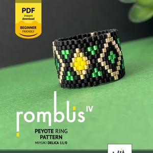 Geometric Peyote Ring Pattern PDF, Miyuki Delica Beading Tutorial (Digital Download)