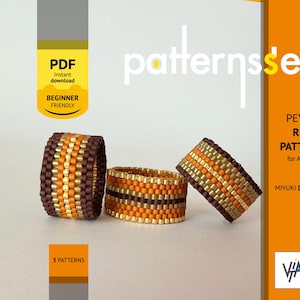 Peyote Ring Pattern Set, Miyuki Seed Bead Tutorial (PDF)