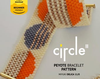 Peyote Bracelet Pattern PDF, Miyuki Delica 11/0, Geometric Beadwork, Circle2