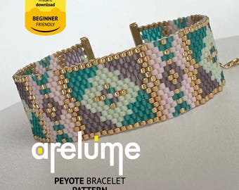 Peyote Stitch Bracelet Pattern with an odd count, Beaded Cuff for DIY Jewelry - Arelume