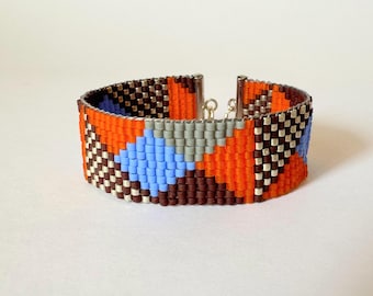 Miyuki Loom Bracelet Pattern, Loom Bead Weaving Bracelet, Miyuki Seed Bead Pattern, Beading Tutorial - Rombus III
