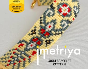 Padrão de pulseira Miyuki Delica para tear, miçangas geométricas (padrão em PDF)